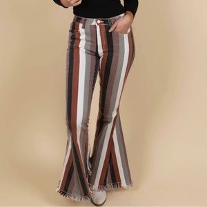 Boutique Striped Flare Jeans